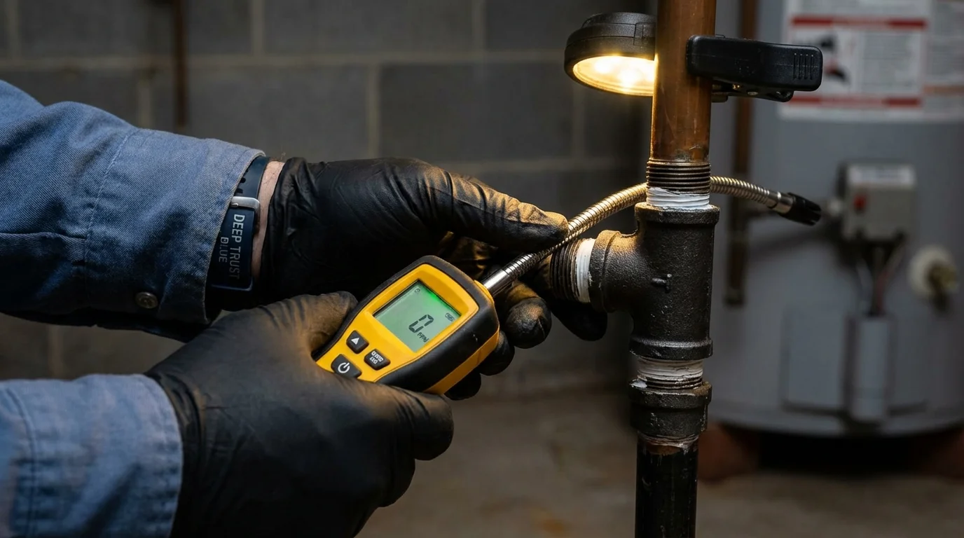 Gas leak detection with electronic sniffer by Johns Plumbing LLC in Melville